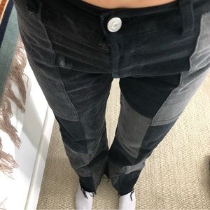 Re/Done patched black wide leg Jean size 26.